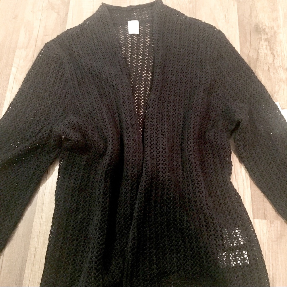 Jones New York Black mesh net cardigan XL